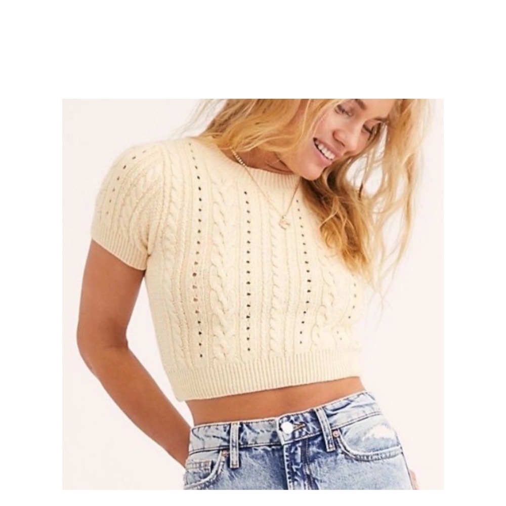 Intimately Free People Cropped Knot Sweater Beige Size Large